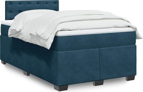 vidaXL Κρεβάτι Boxspring με Στρώμα Μπλε 120x190 εκ. Βελούδινο