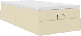 vidaXL Οθωμανικό κρεβάτι με στρώμα Cream 100x200cm ύφασμα