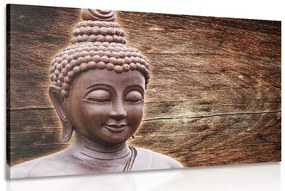 Εικόνα του αγάλματος του Βούδα σε ξύλινο φόντο