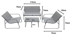 Σαλόνι κήπου Veranda σετ 4τμχ. μέταλλο-textilene μαύρο