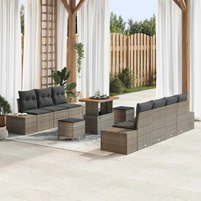 vidaXL Σετ Καναπέ Κήπου με μαξιλάρι 10 pcs Γκρι 90 x 55 x 71 cm