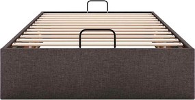 vidaXL Οθωμανικό πλαίσιο κρεβατιού χωρίς στρώμα Σκούρο καφέ Ύφασμα