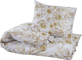 vidaXL Σετ Παπλωματοθήκη Λευκό και Καφέ 225x220 εκ. Βαμβακερό