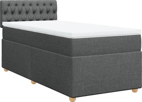 vidaXL Κρεβάτι Boxspring με Στρώμα Σκούρο Γκρι 90x200 εκ. Υφασμάτινο