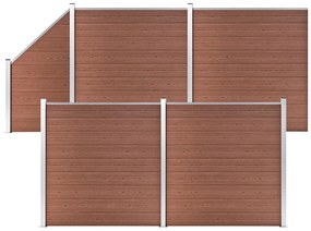 Πάνελ Περίφραξης 4 Τετράγωνα + 1 Κεκλιμένο Καφέ 792x186 εκ. WPC