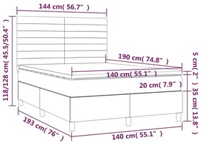 Κρεβάτι Boxspring με Στρώμα &amp; LED Ροζ 140x190 εκ. Βελούδινο - Ροζ