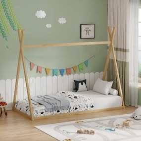 Κρεβάτι παιδικό Lilly τύπου Montessori ξύλο πεύκου φυσικό 90x190 εκ. 90x190x156.5 εκ.
