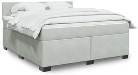 vidaXL Κρεβάτι Boxspring με Στρώμα Ανοιχτό Γκρι 180x200 εκ. Βελούδινο