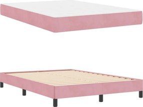 vidaXL Κρεβάτι με ελατήρια με στρώμα Ροζ 160 x 210 cm ύφασμα