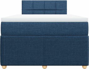 vidaXL Κρεβάτι Boxspring με Στρώμα Μπλε 120x190 εκ. Υφασμάτινο