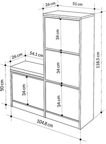 Παπουτσοθήκη Dude Megapap χρώμα sandstone 104,8x26x118,5εκ.