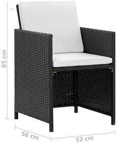 vidaXL Σετ Τραπεζαρίας Εξ. Χώρου 5 τεμ. Μαύρο Συνθ. Ρατάν με Μαξιλάρια