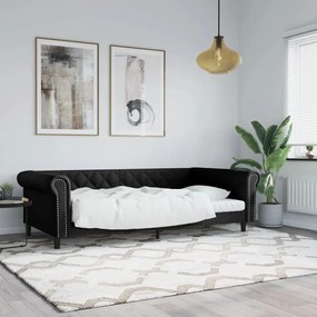 Καναπές Κρεβάτι Μαύρο 100 x 200 εκ. από Συνθετικό Δέρμα