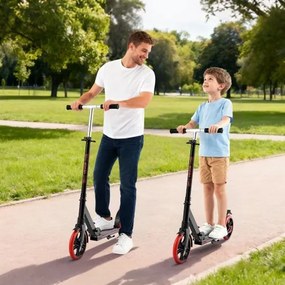 VEVOR Kick Scooter for Kids Ages 8+, Teens &amp; Adults, 2-Wheel Toddler Scooter with Adjustable Height Handlebar, Wide Anti-Slip Deck, Foldable Lightweight for Boys &amp; Girls up to 99.8 kg, Black + Red