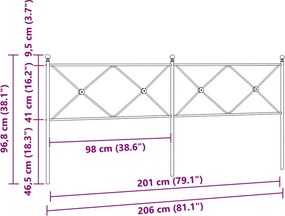 vidaXL Ανταλλακτικό κεφαλάρι Λευκό 200 εκ. Μεταλλικό