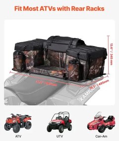 VEVOR 68L ATV Rear Storage Bag 600D Oxford Cloth Rear Cargo Bag &amp; Sponge Cushion