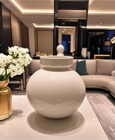 Stewehome μοντέρνο απλό κομψό λευκό βάζο από γυαλί Λευκό 22x24x11 cm