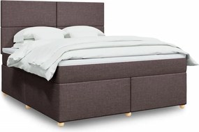 vidaXL Κρεβάτι Boxspring με Στρώμα Σκούρο Καφέ 180x200 εκ Υφασμάτινο