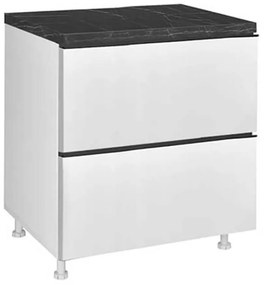 Floor Kitchen Cabinet LINA D60 2F PL BOX with 2 Drawers Λευκό