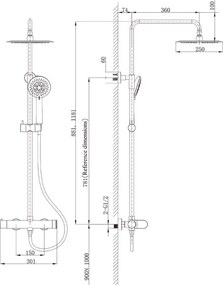 Orabella Aspen 10432 Chrome - Στήλη ντους με μπαταρια 2 εξοδων