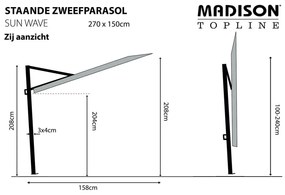 Madison Ομπρέλα Βεράντας Sun Wave Χρυσοκίτρινο 270 x 150 εκ. - Κίτρινο