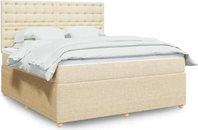 vidaXL Κρεβάτι Boxspring με Στρώμα Κρεμ 180x200 εκ. Υφασμάτινο