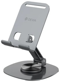 Devia folding holder stand EL243 for phone tablet rotating 360 gray metal