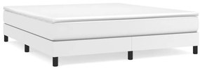 vidaXL Κρεβάτι Boxspring με Στρώμα Λευκό 180x200 εκ. Συνθετικό Δέρμα