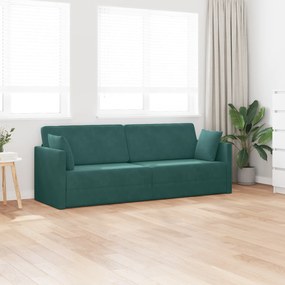 vidaXL Καμπυλωτός Καναπές Κρεβάτι 2 σε 1 Σκούρο Πράσινο 213x144x60 cm Βελούδο