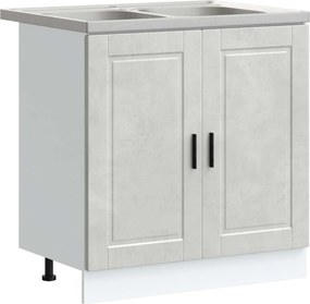 vidaXL Βάση νιπτήρα με αποθήκευση Porto 2 pcs Γκρι Επεξεργασμένο ξύλο