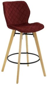 Artekko Mihian Σκαμπώ Bar Μπορντώ Καπιτονέ Βελούδινο Ύφασμα, με Πόδια Φυσικού Χρώματος (46x53x103)cm Artekko 997-0004