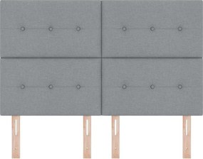 vidaXL LED κεφαλάρι με LED ταινίες φωτός Ανοιχτό γκρι 144 cm ύφασμα