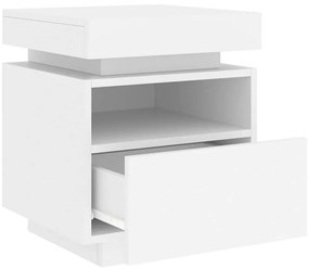 vidaXL Κομοδίνο με Φώτα LED Λευκό 40 x 39 x 48,5 εκ.