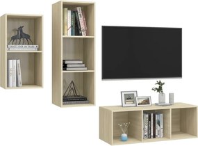 vidaXL Έπιπλα Τηλεόρασης Σετ 3 Τεμαχίων Sonoma Δρυς από Επεξ. Ξύλο