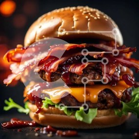 Σετ των 2 Intra Συλλεκτικό Ξύλινο Παζλ Plywood 4mm - Λαχταριστό Cheeseburger Bacon με κέτσαπ Σε Ξύλινο Κουτί - Διαστάσεις: 10x10 cm – 25 κομμάτια