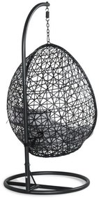 Κρεμαστή πολυθρόνα Comfort Garden 529, Γκρι, Μαύρο, 196x95x95cm, Ταπισερί, Πλαστικό ψάθινο
