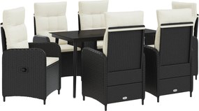 vidaXL Σετ Τραπέζι Καναπέ με μαξιλάρι 7 pcs Μαύρο και Κρεμ Λευκό