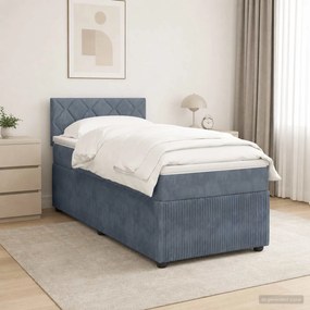 vidaXL Κρεβάτι box spring με στρώμα Σκούρο Γκρι 100 x 200 cm Βελούδο