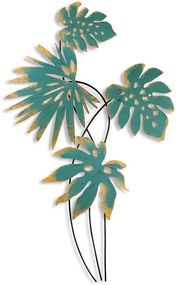 Διακοσμητικό Τοίχου Monstera 930DYU1252 66x111cm Turquoise Wallity Μέταλλο