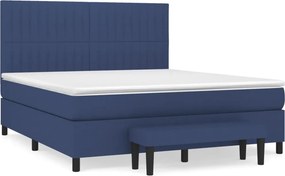 vidaXL Κρεβάτι Boxspring με Στρώμα Μπλε 180x200 εκ. Υφασμάτινο