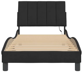 vidaXL Πλαίσιο Κρεβατιού με LED χωρίς Στρώμα Hanko Μαύρο 80 x 200 εκ. Βελούδινο