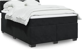 vidaXL Κρεβάτι Boxspring με Στρώμα Μαύρο 160x200 εκ. Βελούδινο