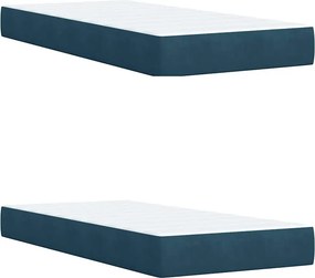 vidaXL Κρεβάτι Boxspring με Στρώμα Μπλε 200x200 εκ. Βελούδινο