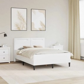vidaXL Σκελετός Κρεβατιού με κεφαλάρι Λευκό 160 x 200 cm Τεχνητό Δέρμα