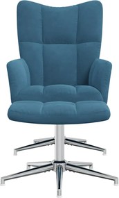 vidaXL Πολυθρόνα Relax Μπλε Βελούδινη με Σκαμπό