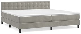 vidaXL Κρεβάτι Boxspring με Στρώμα Ανοιχτό Γκρι 200x200 εκ. Βελούδινο