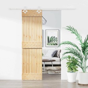 vidaXL Συρόμενη Πόρτα Φυσικό και Λευκό 70 x 210 cm