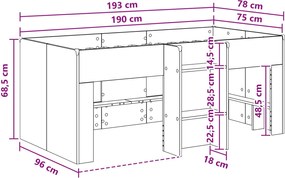 vidaXL Κρεβάτι Υψηλού Στυλ για Παιδιά 2 pcs Λευκό Επεξεργασμένο Ξύλο