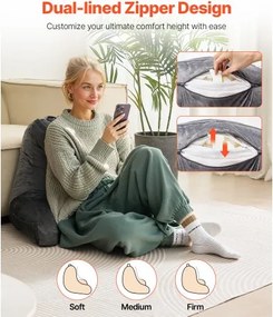 VEVOR Reading Pillow Large Size Bed Pillow with Shredded Memory Foam Washable