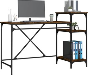vidaXL Γραφείο με Ράφια Καπνιστή Δρυς 135x50x90 εκ. Επεξ. Ξύλο/Σίδηρος